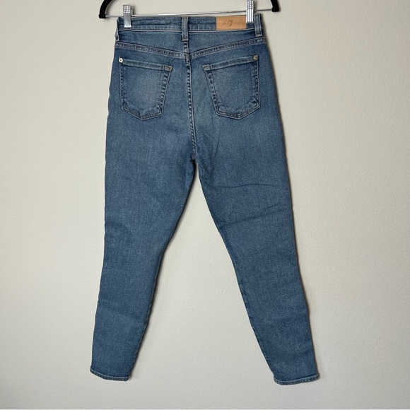 7 For All Mankind Luxe Vintage high waist ankle skinny jeans with gold stripe. - Picture 4 of 6